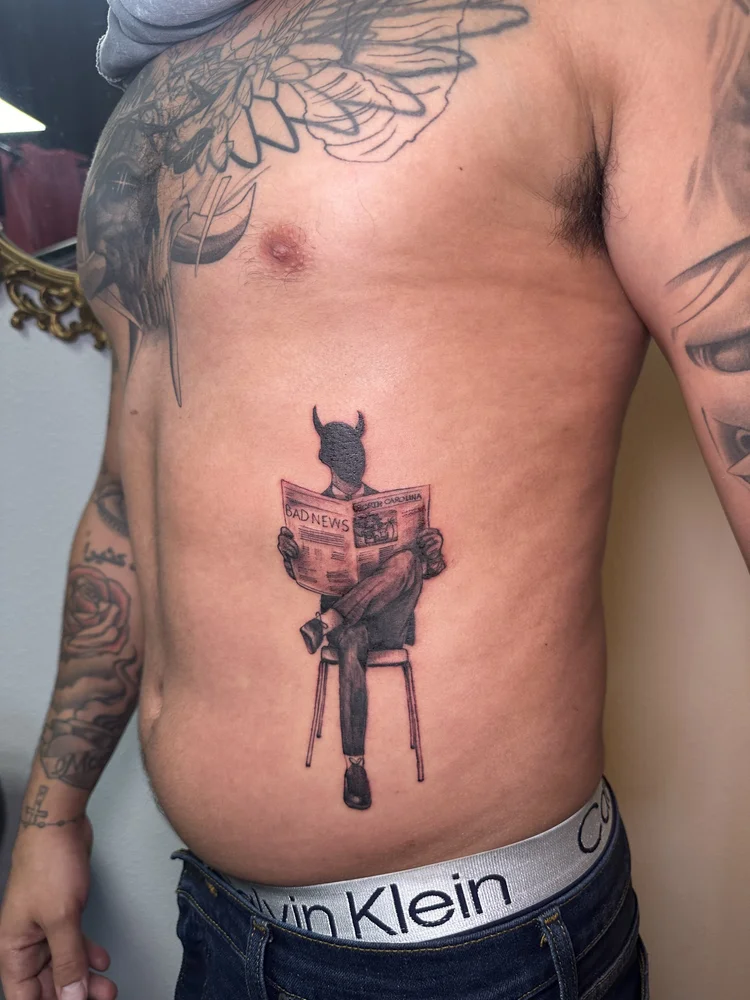 Illustrative devil tattoo