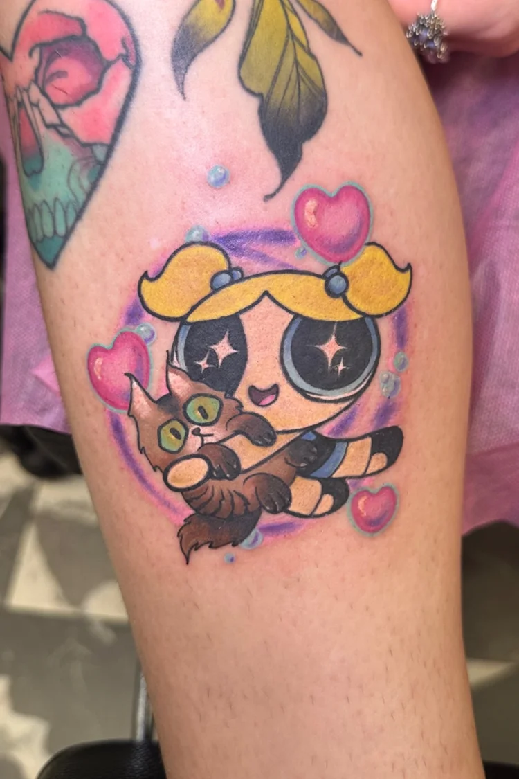 Powerpuff Bubbles color tattoo